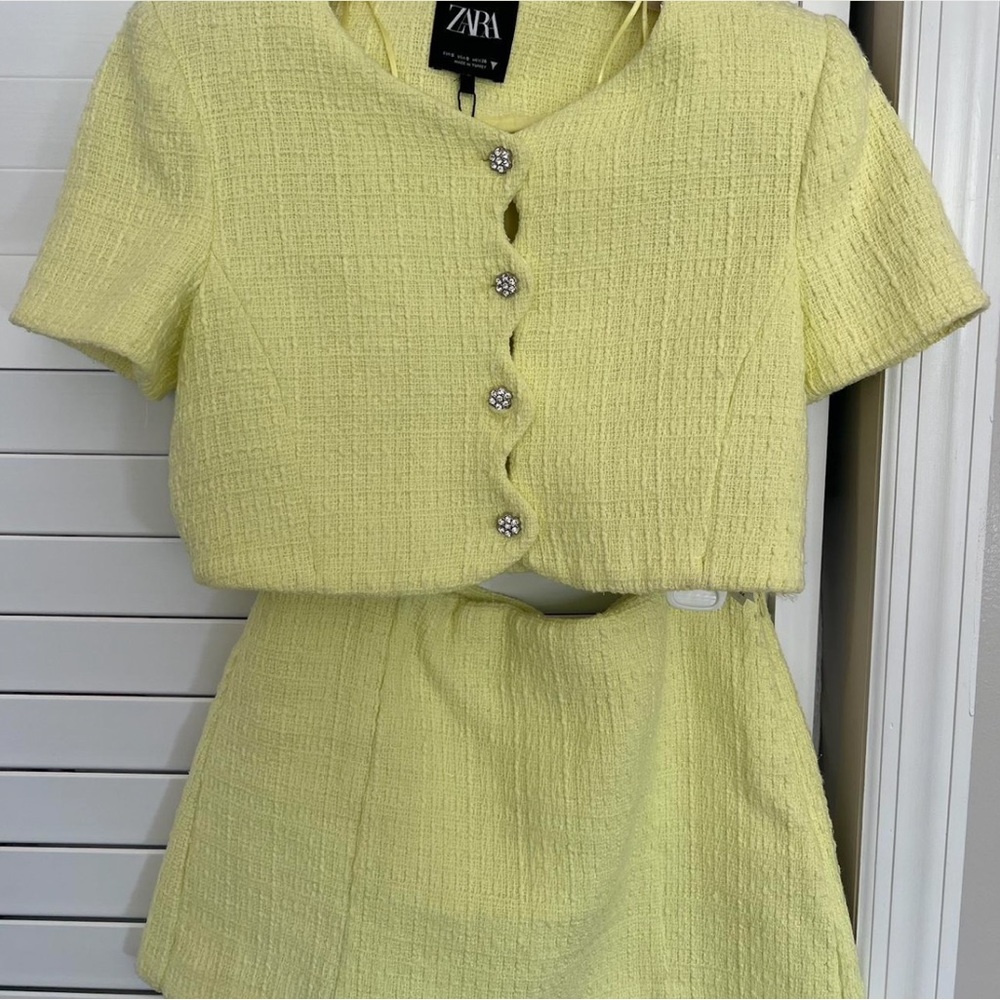 Zara Light Yellow Tweed Set